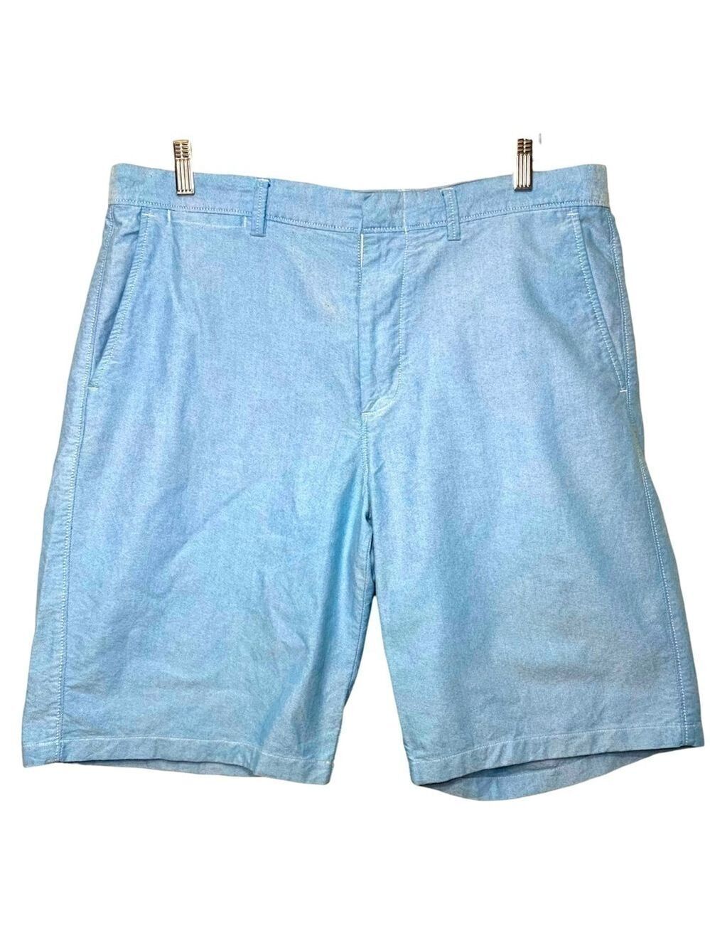 J Crew Oxford Shorts Blue Sz 36" X 10.5" Cotton Flat Front Coastal Chino Bermuda